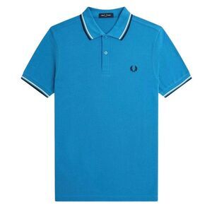 Fred Perry Mens Double Tipped Collar Polo Shirt / White/Black/Blue
